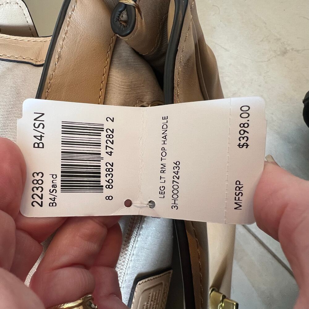 NWT. COACH Legacy Top Handle Handbag. Color Sand. Removable Adj Shoulder Strap. - Picture 7 of 10
